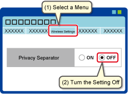 Example of Changing the Settings from the Web Browser