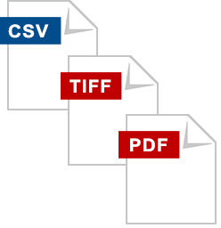 読み取ったデータCSV形式で出力。TIFFなどのイメージデータの利用も可能。