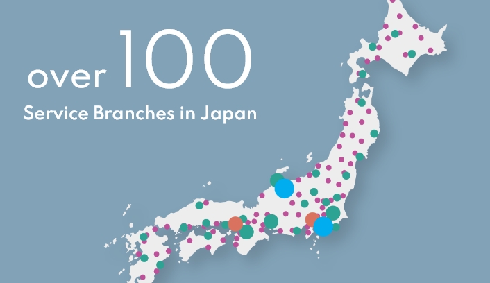 over 100 Service Branches in Japan