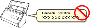 No se admite la configuración de una dirección IP estática