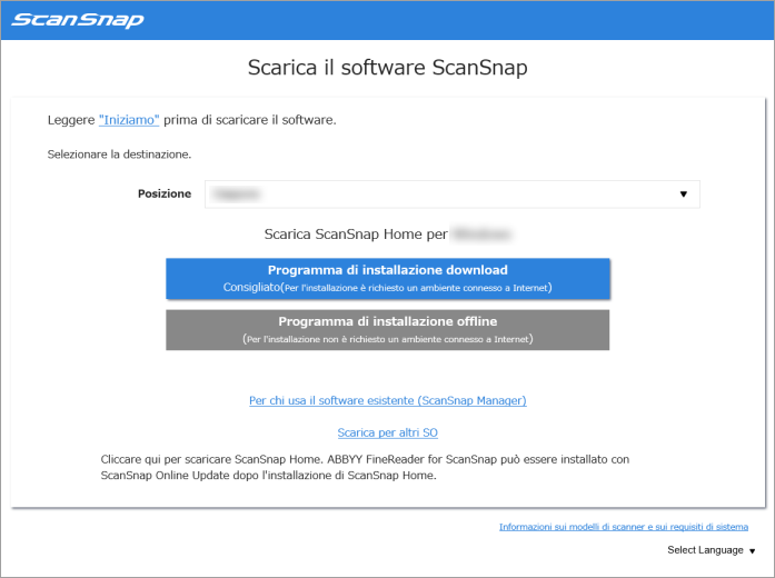 Download del software ScanSnap