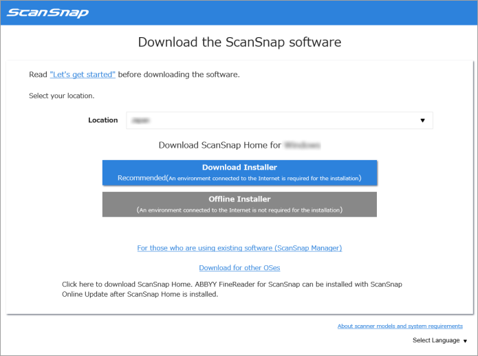 Downloading the ScanSnap Software