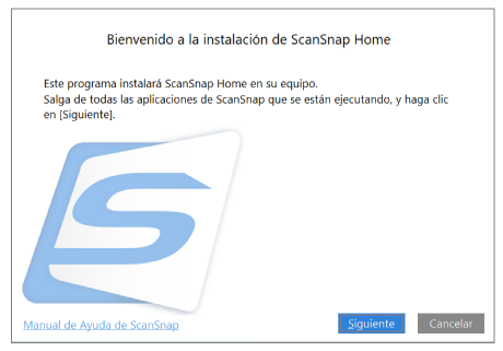 Bienvenido a la instalación de ScanSnap Home