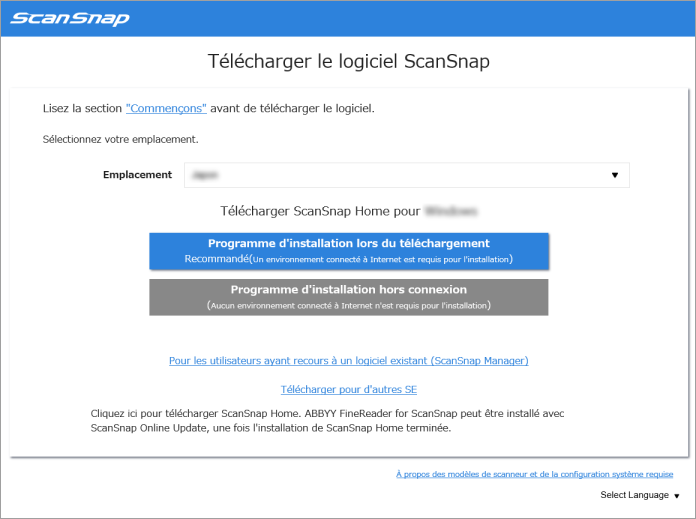 Téléchargement du logiciel ScanSnap