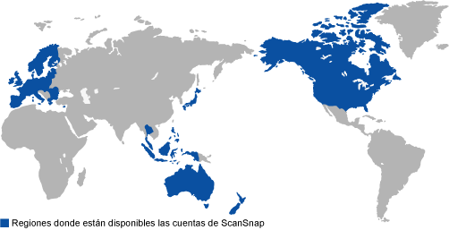 Regiones donde están disponibles las cuentas de ScanSnap